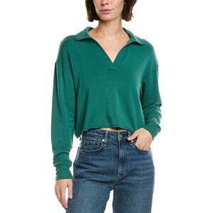 Splits59 Womens  Joan Fleece Polo Sweatshirt, Green